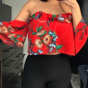 Red floral top